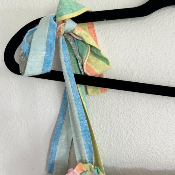 Gap Tank Top S Rainbow Stripe Babydoll Tie Shoulder Smocked Peplum - Picture 4 of 9